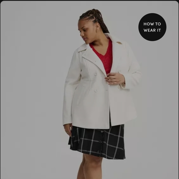 Torrid Ivory Double-Breasted Pea Coat - Picture 5 of 8